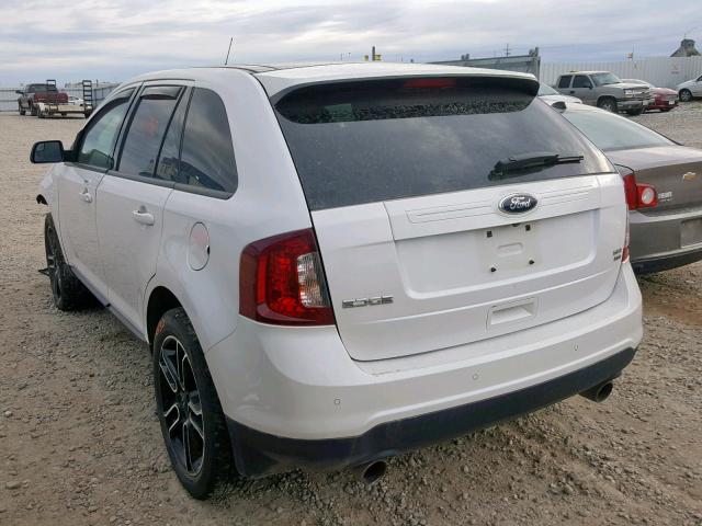 2FMDK4JC7DBA48302 - 2013 FORD EDGE SEL WHITE photo 3