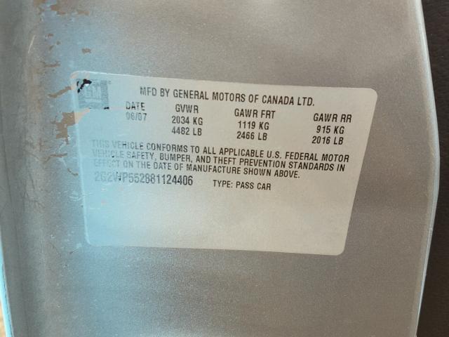 2G2WP552881124406 - 2008 PONTIAC GRAND PRIX TWO TONE photo 10