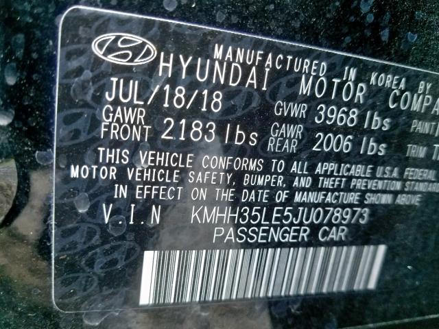 KMHH35LE5JU078973 - 2018 HYUNDAI ELANTRA GT BLACK photo 10