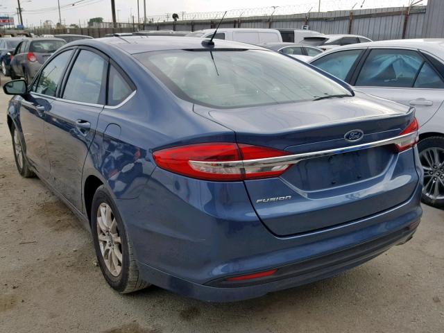 3FA6P0G7XJR110862 - 2018 FORD FUSION S BLUE photo 3