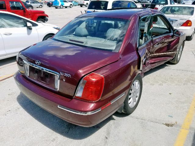 KMHFU45E44A323702 - 2004 HYUNDAI XG 350 MAROON photo 4