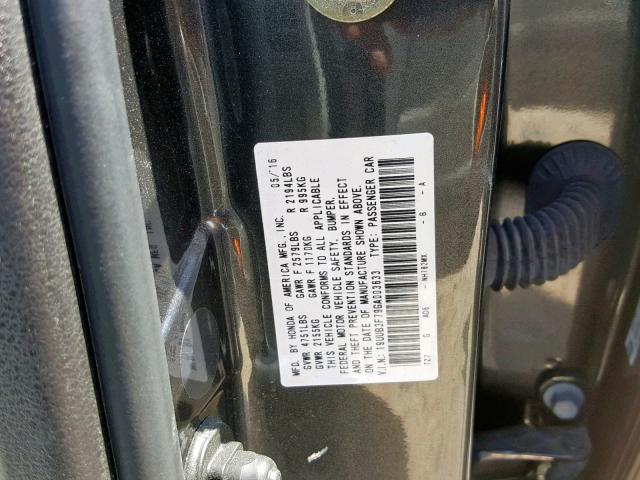 19UUB3F79GA003633 - 2016 ACURA TLX ADVANC GRAY photo 10