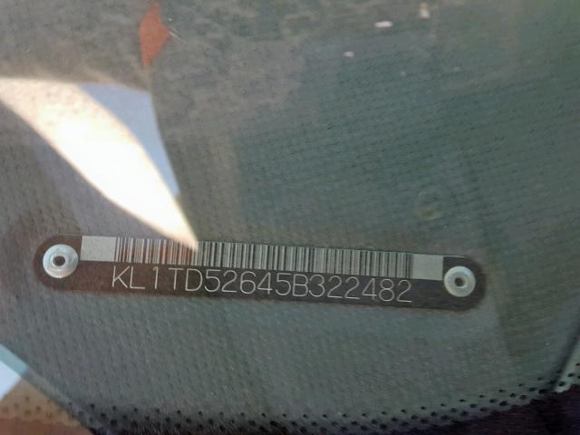 KL1TD52645B322482 - 2005 CHEVROLET AVEO BASE ვერცხლისფერი ფოტო 10