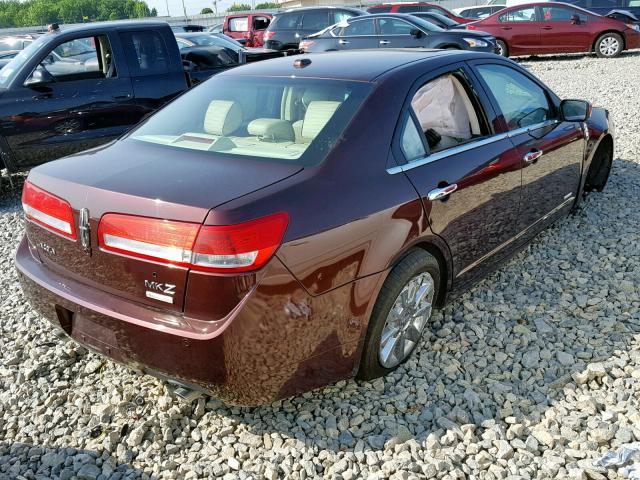 3LNDL2L38CR807375 - 2012 LINCOLN MKZ HYBRID BURGUNDY photo 4