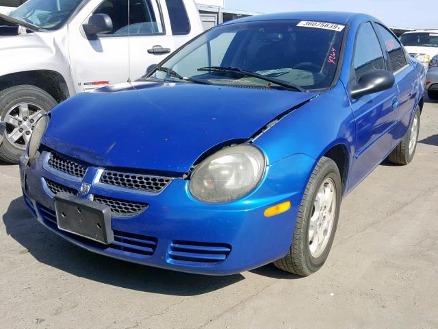 1B3ES56C15D107378 - 2005 DODGE NEON SXT BLUE photo 2