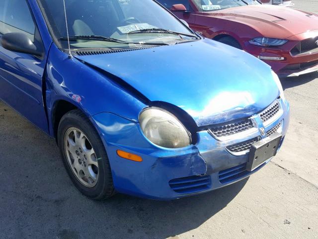 1B3ES56C15D107378 - 2005 DODGE NEON SXT BLUE photo 9