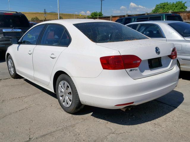 3VW2K7AJ6CM303298 - 2012 VOLKSWAGEN JETTA BASE WHITE photo 3