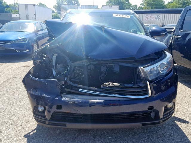 5TDJKRFH8FS120246 - 2015 TOYOTA HIGHLANDER BLUE photo 9