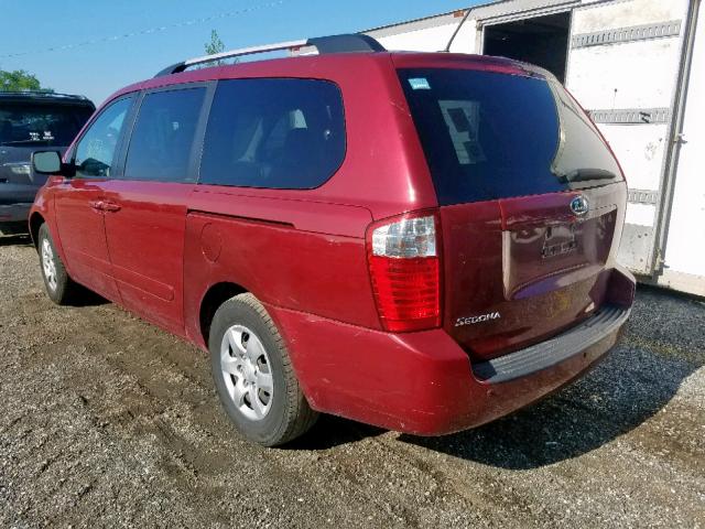 KNDMG4C31A6345241 - 2010 KIA SEDONA LX RED photo 3