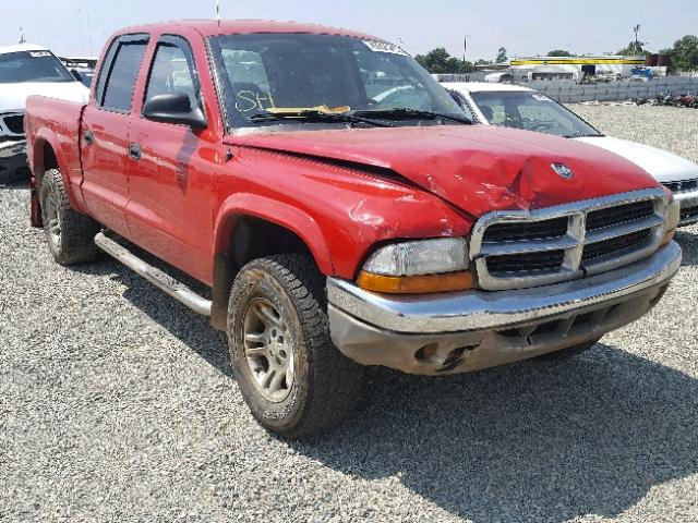 1D7HG48N34S752085 - 2004 DODGE DAKOTA QUA RED photo 1