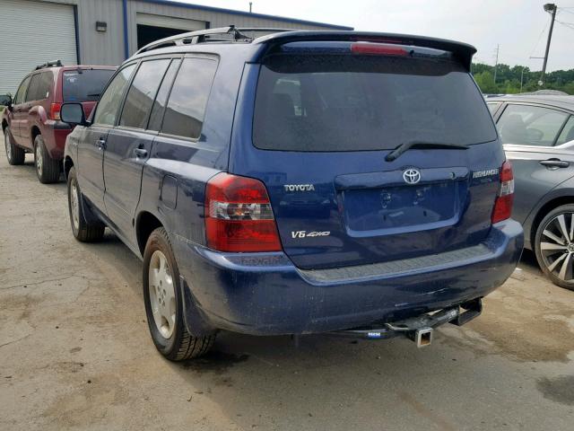 JTEEP21A240044197 - 2004 TOYOTA HIGHLANDER BLUE photo 3