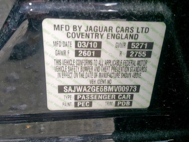 SAJWA2GE6BMV00973 - 2011 JAGUAR XJL SUPERC BLACK photo 10