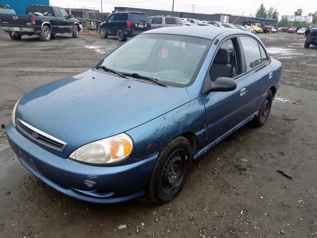 KNADC123626182421 - 2002 KIA RIO BLUE photo 2