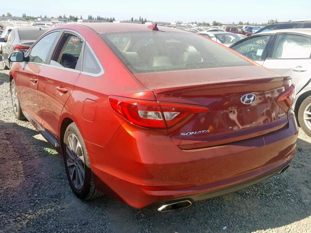 5NPE34AFXFH054893 - 2015 HYUNDAI SONATA SPO BURGUNDY photo 3