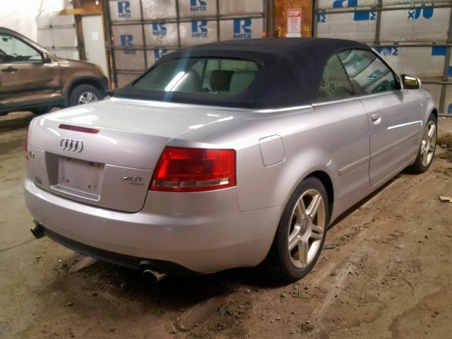 WAUDF48H07K028281 - 2007 AUDI A4 2.0T CA SILVER photo 4