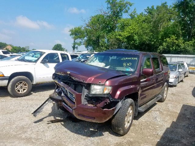 2HJYK16528H508995 - 2008 HONDA RIDGELINE MAROON photo 2