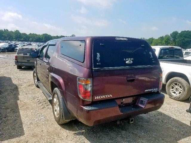 2HJYK16528H508995 - 2008 HONDA RIDGELINE MAROON photo 3