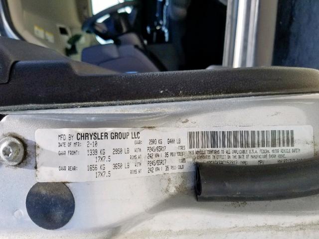 1J4RG4GK6AC157317 - 2010 JEEP COMMANDER SILVER photo 10