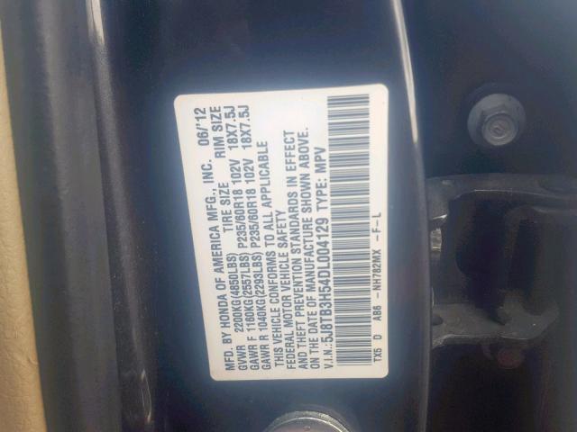 5J8TB3H54DL004129 - 2013 ACURA RDX TECHNO GRAY photo 10