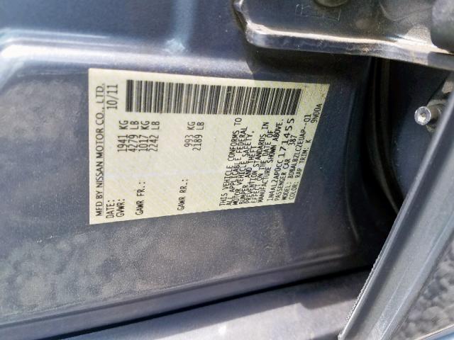 1N4AL2AP0CC171455 - 2012 NISSAN ALTIMA BAS BLUE photo 10
