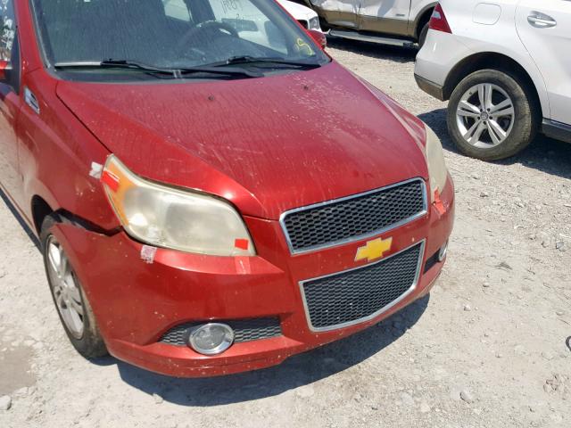 KL1TG66EX9B619843 - 2009 CHEVROLET AVEO LT RED photo 9