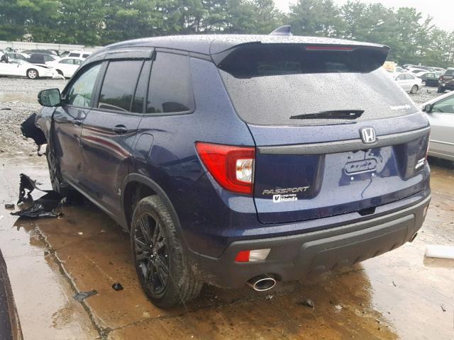 5FNYF8H27KB013595 - 2019 HONDA PASSPORT S BLUE photo 3