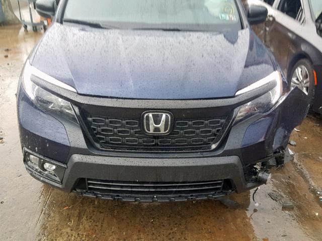 5FNYF8H27KB013595 - 2019 HONDA PASSPORT S BLUE photo 7