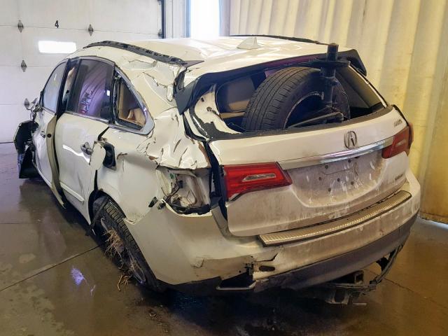 5FRYD4H25EB004461 - 2014 ACURA MDX WHITE photo 3