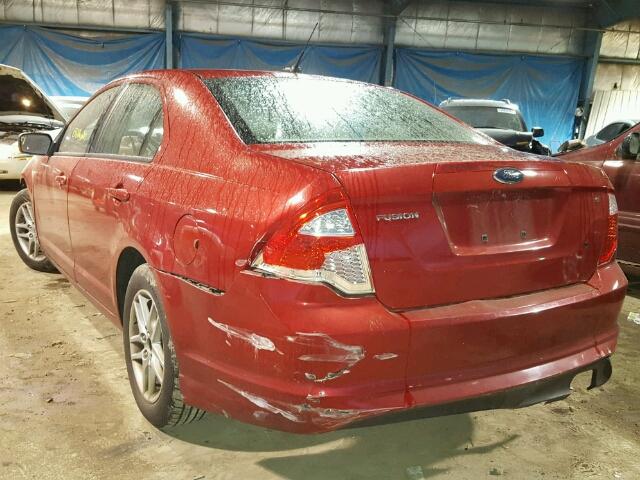 3FAHP0GA1AR194249 - 2010 FORD FUSION S RED photo 3