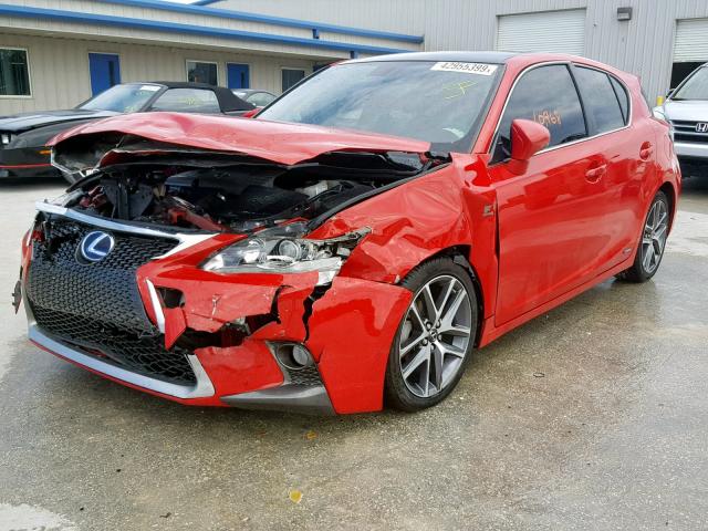 JTHKD5BHXF2221694 - 2015 LEXUS CT 200 RED photo 2