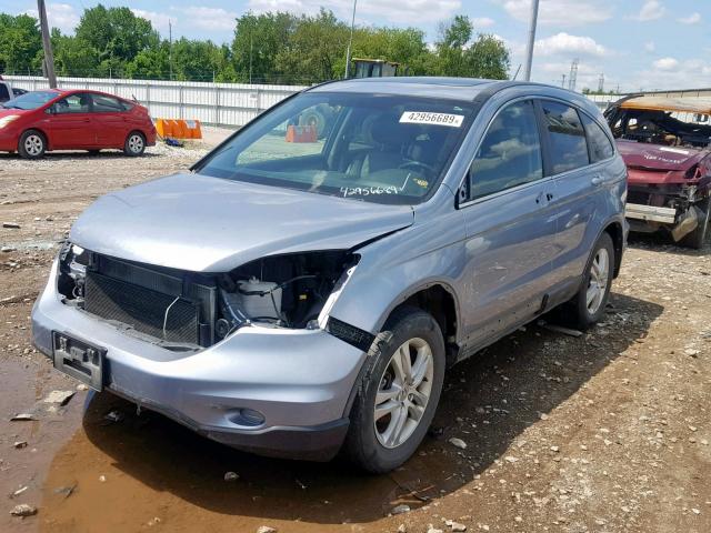 5J6RE4H73AL002885 - 2010 HONDA CR-V EXL BLUE photo 2