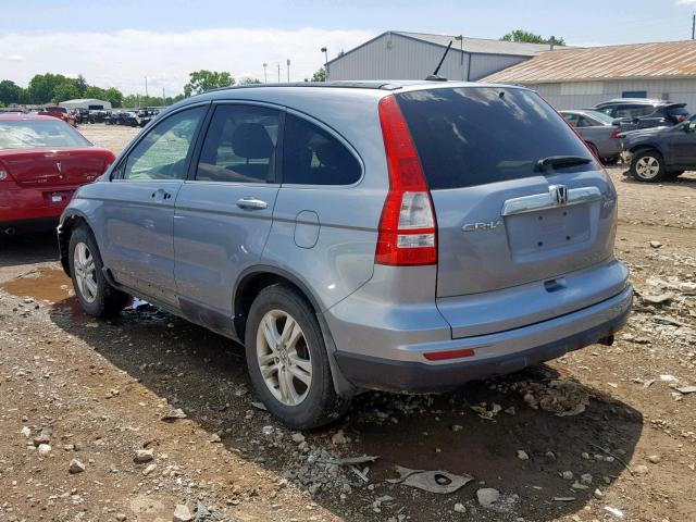 5J6RE4H73AL002885 - 2010 HONDA CR-V EXL BLUE photo 3