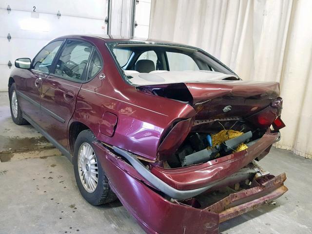 2G1WF52E629188703 - 2002 CHEVROLET IMPALA MAROON photo 3