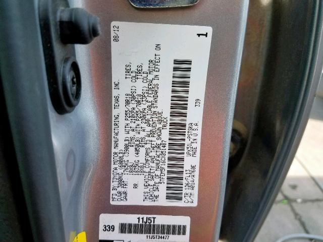 5TFEM5F16CX051487 - 2012 TOYOTA TUNDRA CRE SILVER photo 10