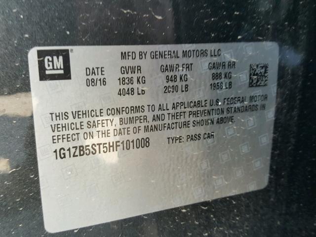 1G1ZB5ST5HF101008 - 2017 CHEVROLET MALIBU LS GREEN photo 10