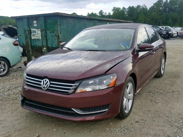 1VWBP7A36CC031047 - 2012 VOLKSWAGEN PASSAT SE BURGUNDY photo 2