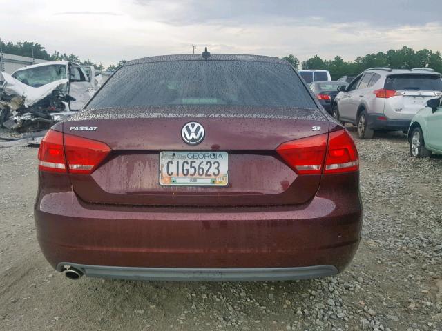 1VWBP7A36CC031047 - 2012 VOLKSWAGEN PASSAT SE BURGUNDY photo 9