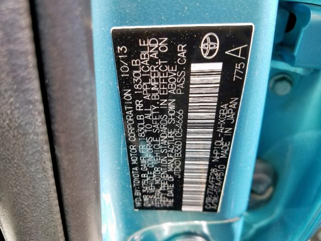 JTDKDTB36D1054666 - 2013 TOYOTA PRIUS C BLUE photo 10