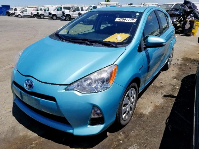 JTDKDTB36D1054666 - 2013 TOYOTA PRIUS C BLUE photo 2