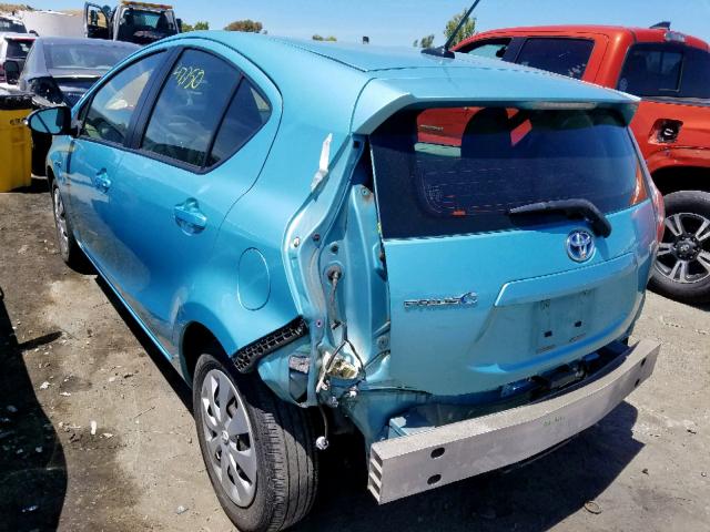 JTDKDTB36D1054666 - 2013 TOYOTA PRIUS C BLUE photo 3