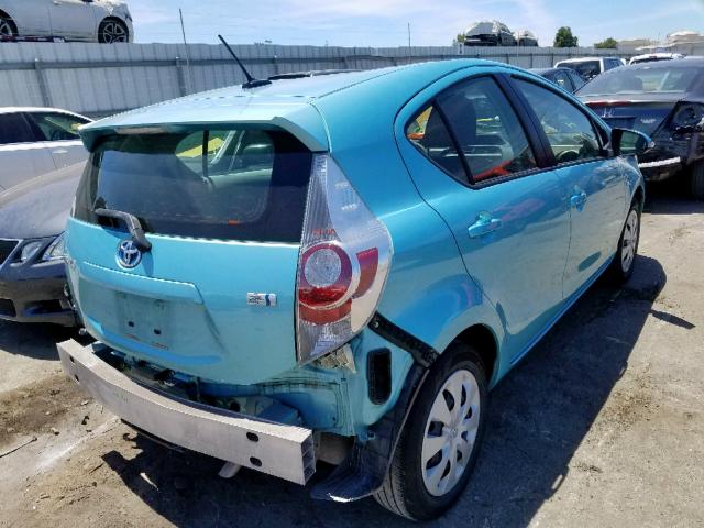 JTDKDTB36D1054666 - 2013 TOYOTA PRIUS C BLUE photo 4