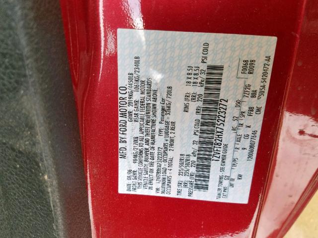 1ZVFT82HX75223272 - 2007 FORD MUSTANG GT RED photo 10