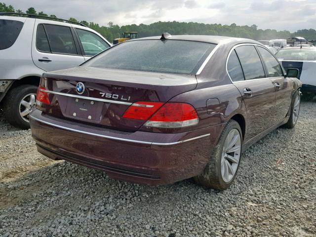 WBAHN83527DT67251 - 2007 BMW 750 BURGUNDY photo 4