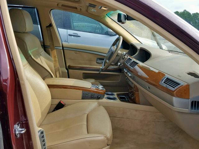 WBAHN83527DT67251 - 2007 BMW 750 BURGUNDY photo 5