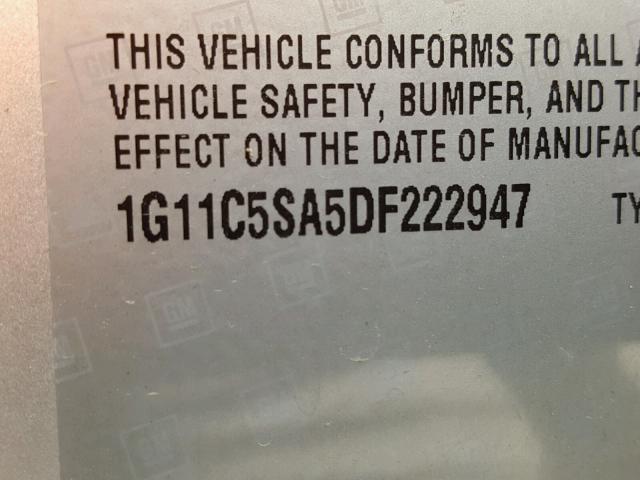 1G11C5SA5DF222947 - 2013 CHEVROLET MALIBU 1LT 银色 照片 10