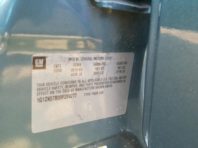 1G1ZK57B89F204277 - 2009 CHEVROLET MALIBU LTZ 绿色 照片 10