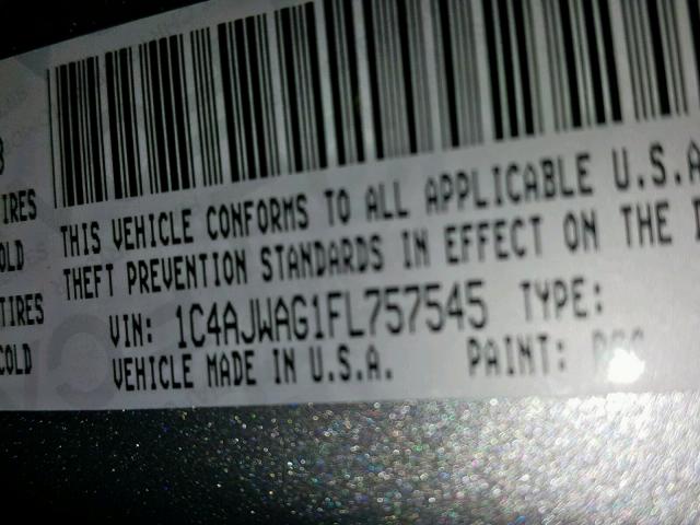 1C4AJWAG1FL757545 - 2015 JEEP WRANGLER S ნაცრისფერი ფოტო 10