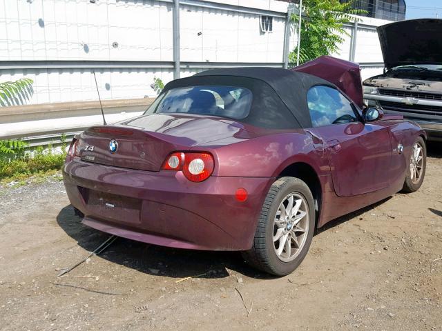 4USBT335X5LS56218 - 2005 BMW Z4 2.5 BURGUNDY photo 4