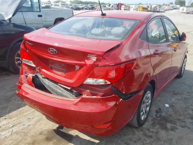 KMHCT4AE5GU016778 - 2016 HYUNDAI ACCENT SE RED photo 4