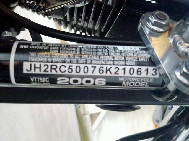 JH2RC50076K210613 - 2006 HONDA VT750 C BLACK photo 10